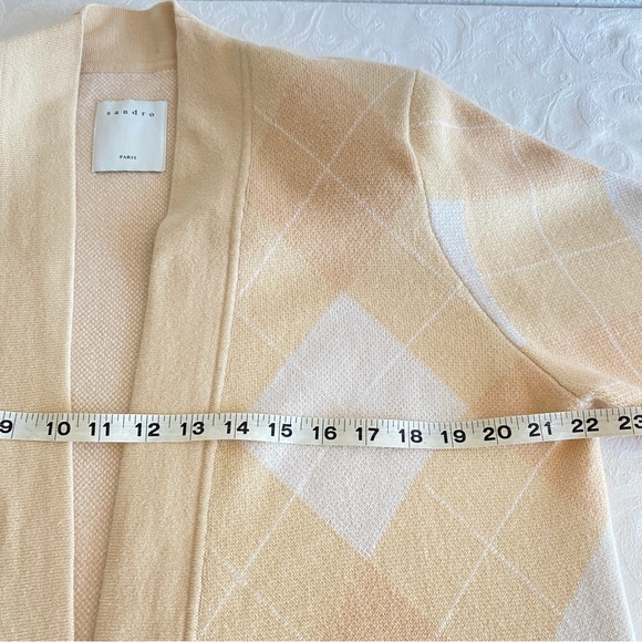 Sandro Argyle Jacquard Cardigan Tan/White/Cream - Picture 12 of 16